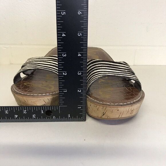 Sam Edelman Reid Zebra Print Cork Wedge Leather Slides Sandals Size 11M - Picture 6 of 12